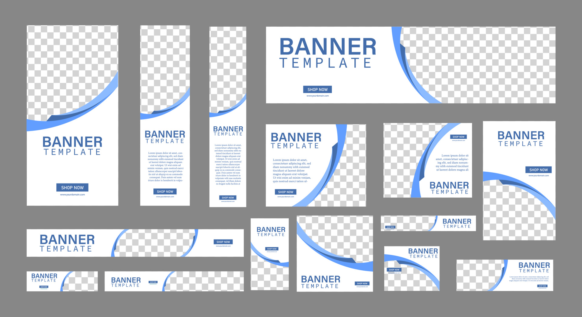 conjunto de banners web creativos de tamaño estándar con un lugar para