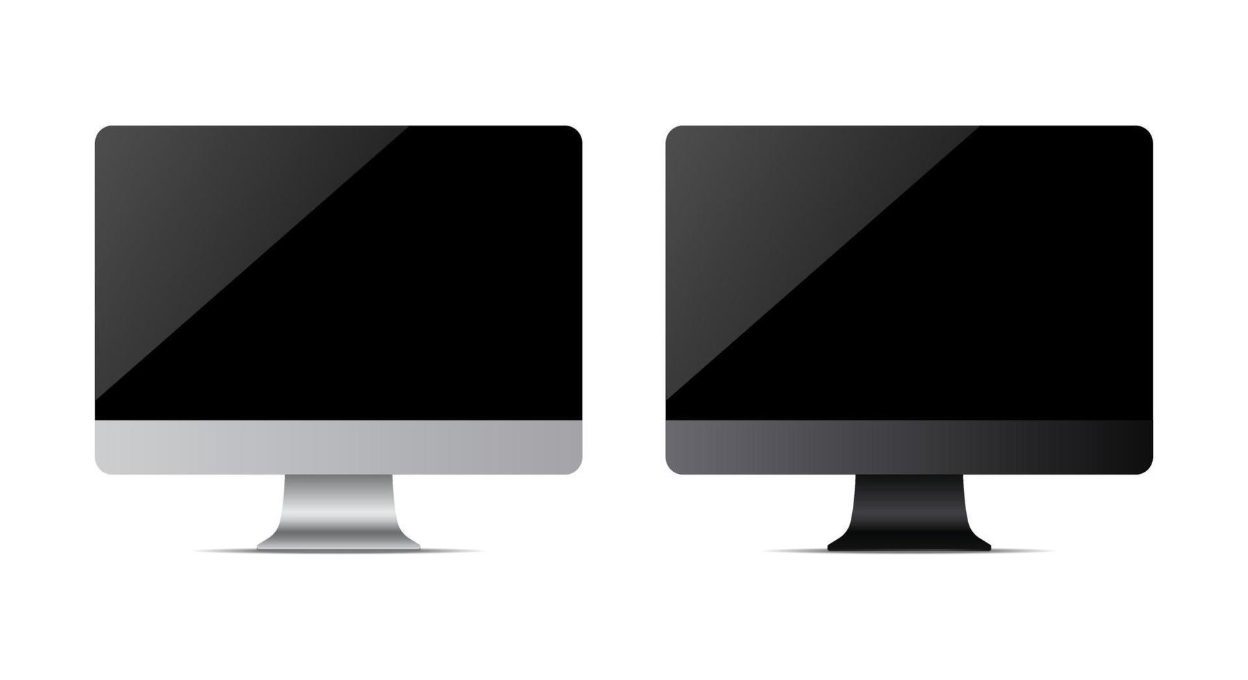 Realistic Modern Monitor Design. Vector Illustration. Mock Up Isolated On White Background
