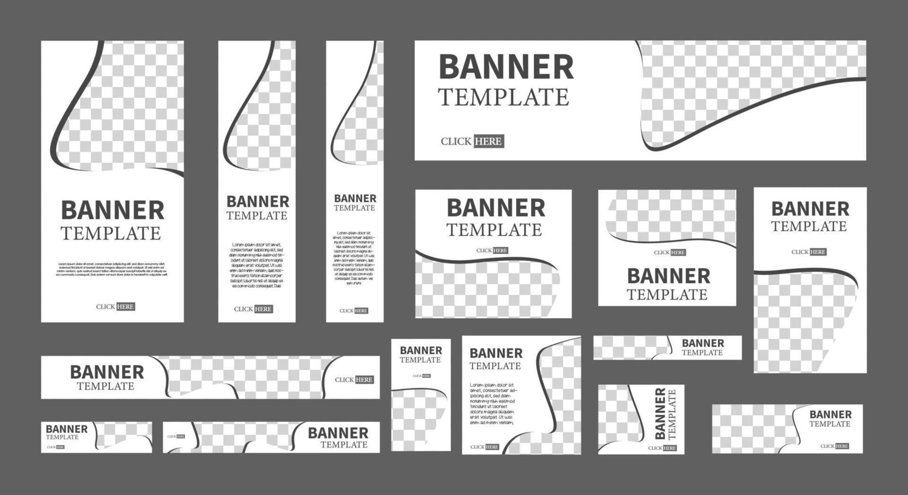 Conjunto de banners web creativos de tamaño estándar con un lugar para fotos. vector