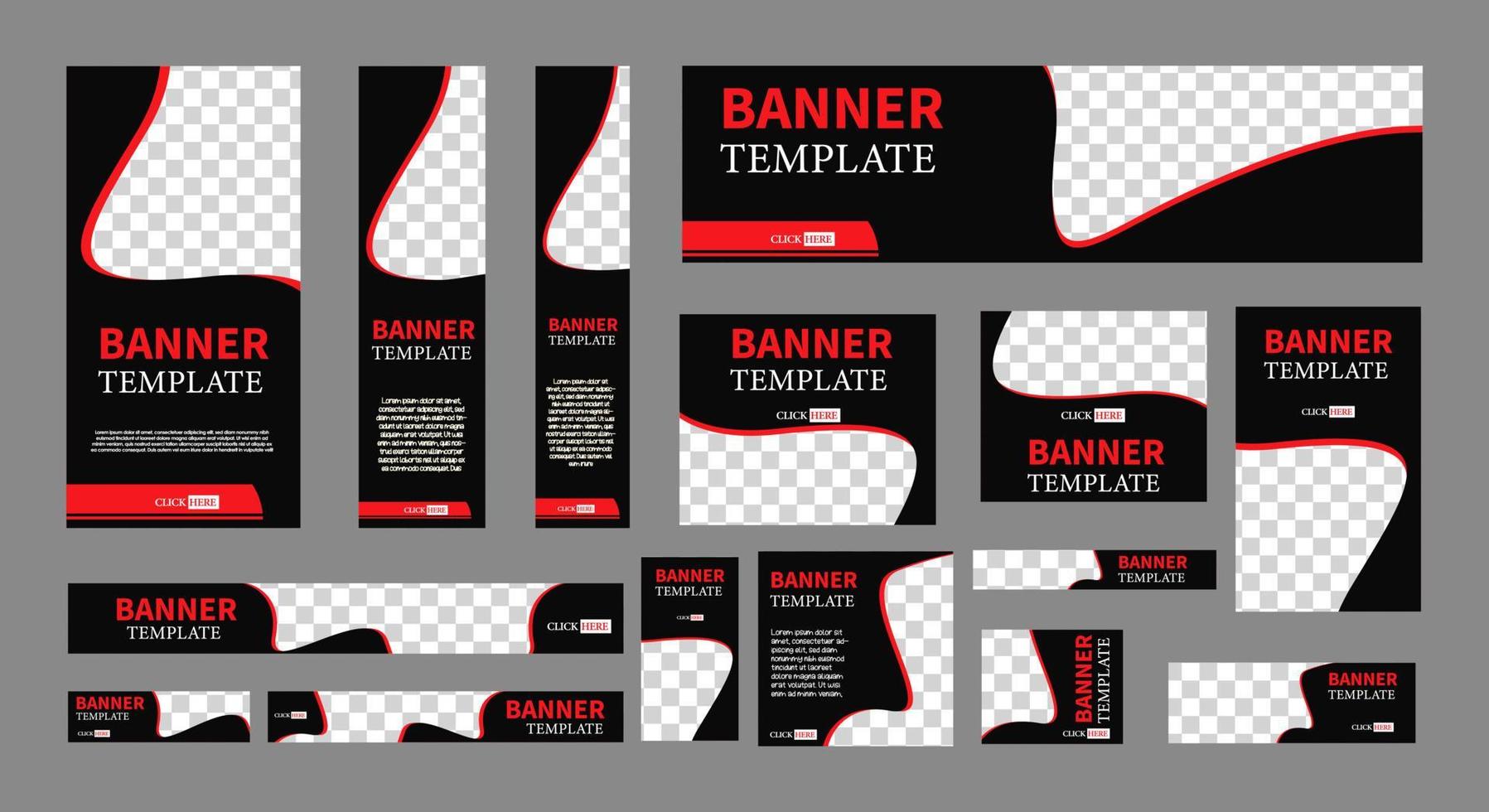 Conjunto de banners web creativos de tamaño estándar con un lugar para fotos. vector