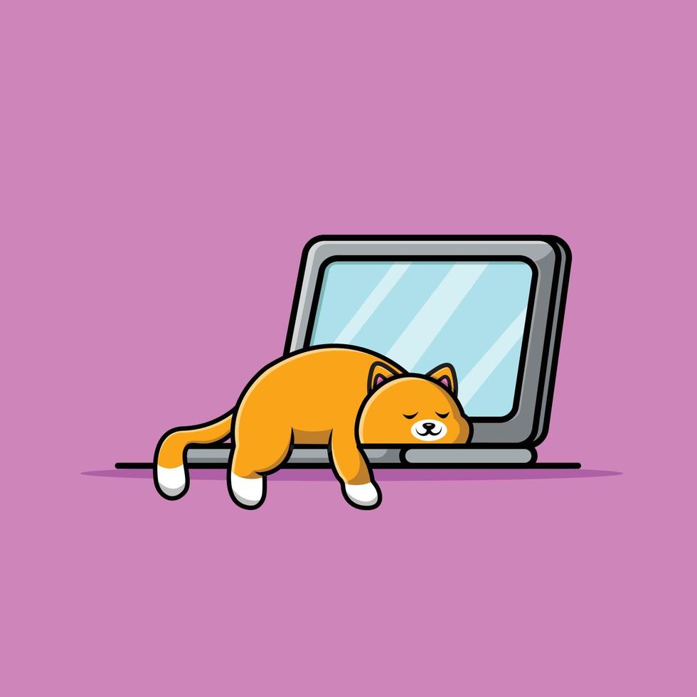 Sleeping Cat On Laptop Illustration 3756511 Vector Art at Vecteezy