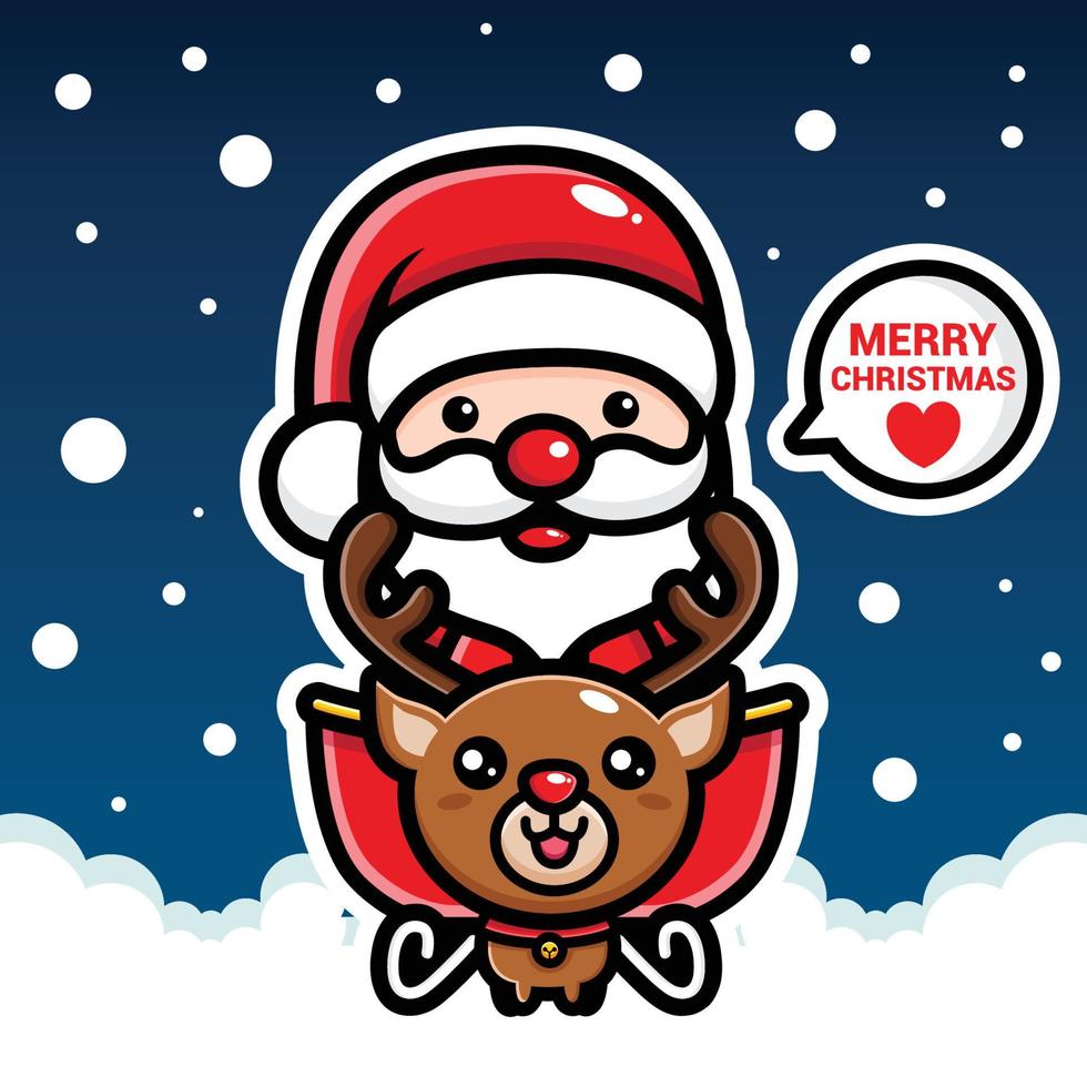 cute santa claus drives a carriage vector