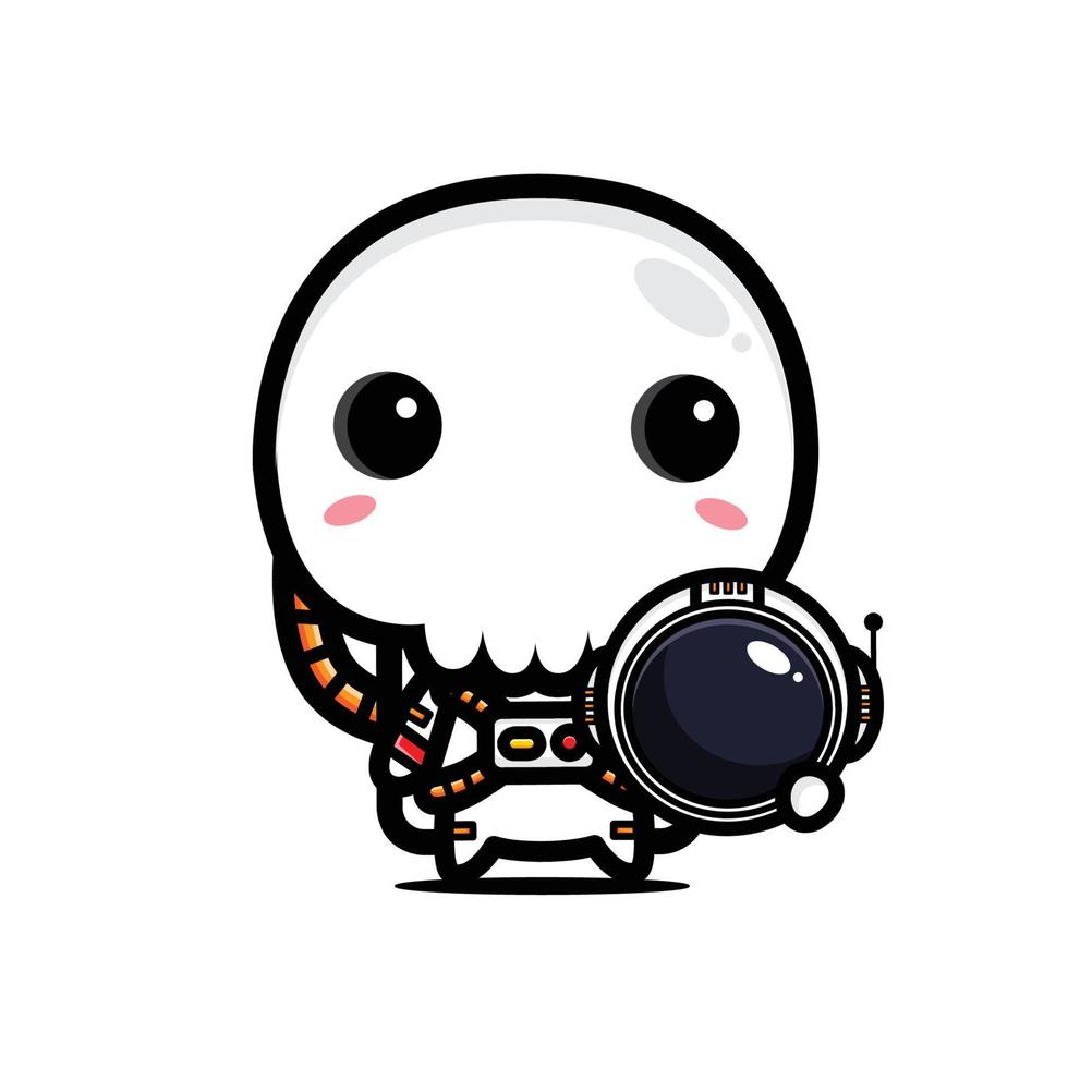 cute skull character design wearing an astronaut costume vector