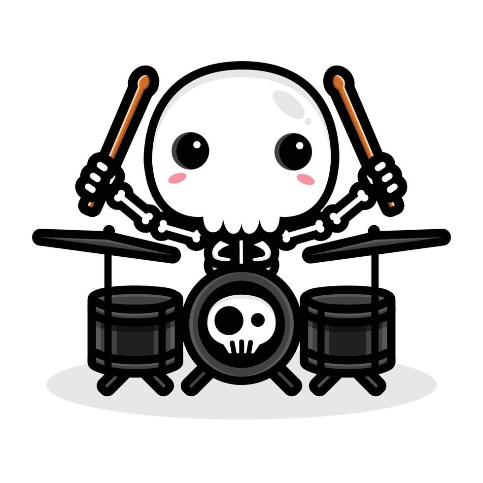 diseño vectorial de un personaje de calavera tocando un tambor vector