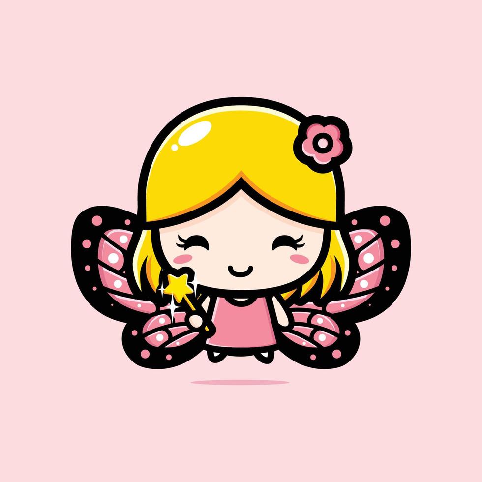 cute pretty fairy character design vector