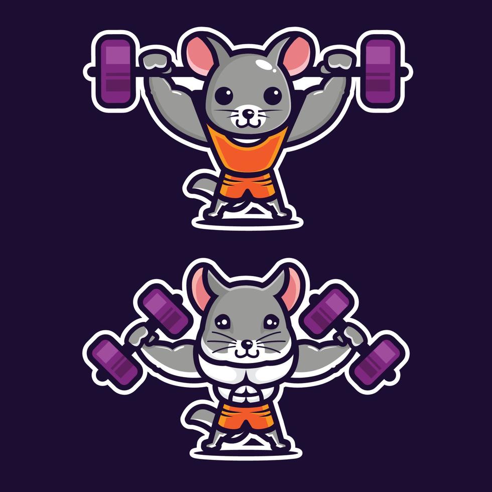 strong cute mouse character design vector