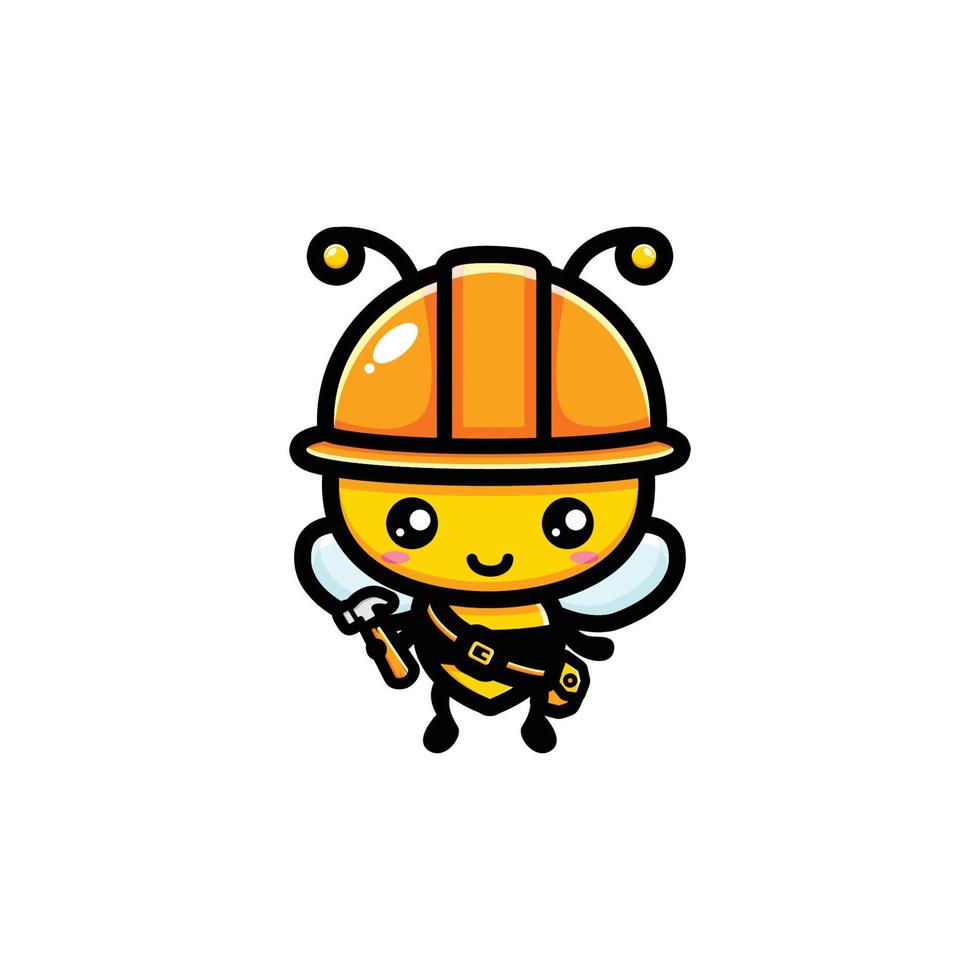 diseño vectorial de linda mascota abeja obrera vector