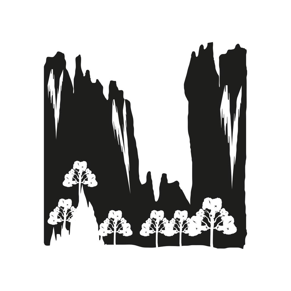 silhouette trees landscape vector