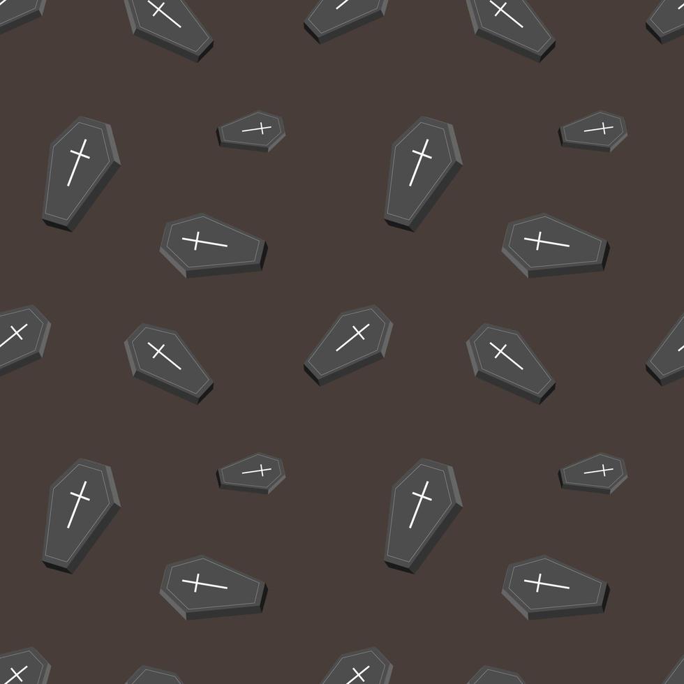 Coffins Seamless Pattern Black Design vector