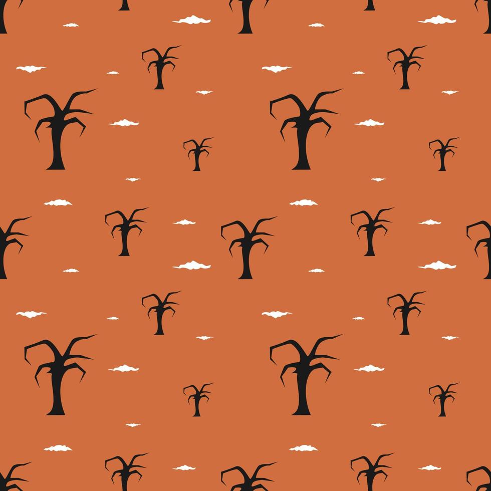 Death Tree Seamless Pattern Orange Design vector