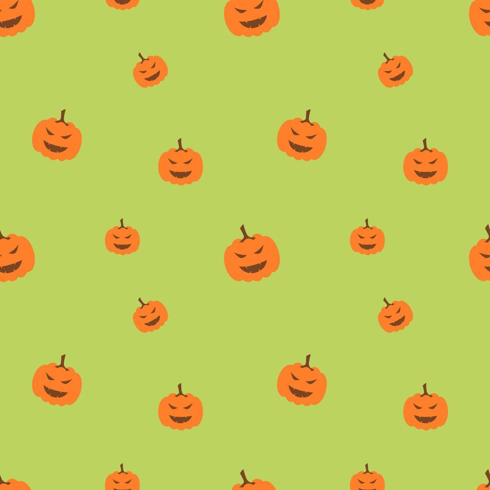 Halloween Pumpkin Seamless Pattern Green Design vector