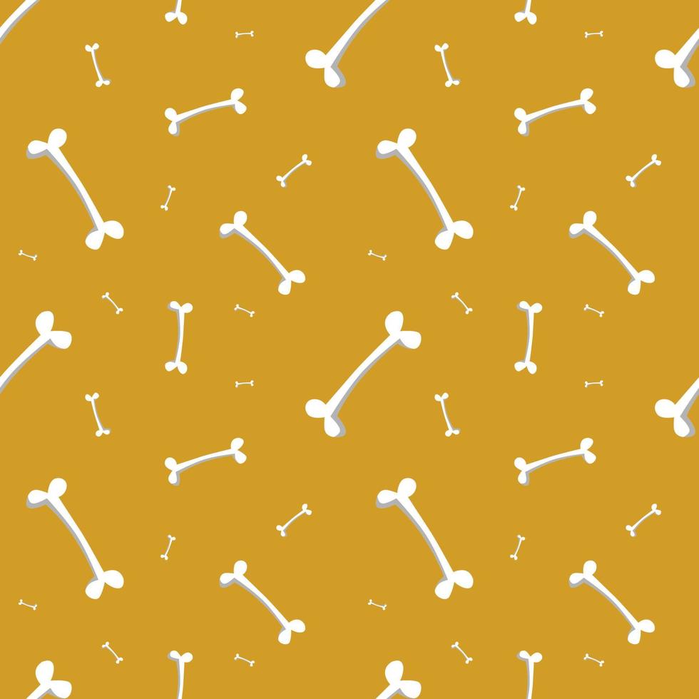 White Bones Seamless Pattern Yellow Design vector