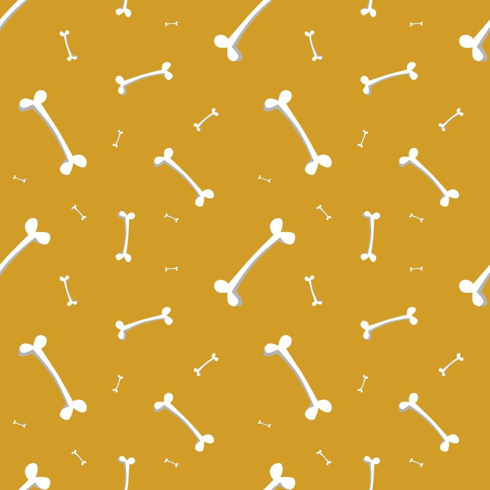 White Bones Seamless Pattern Yellow Design vector