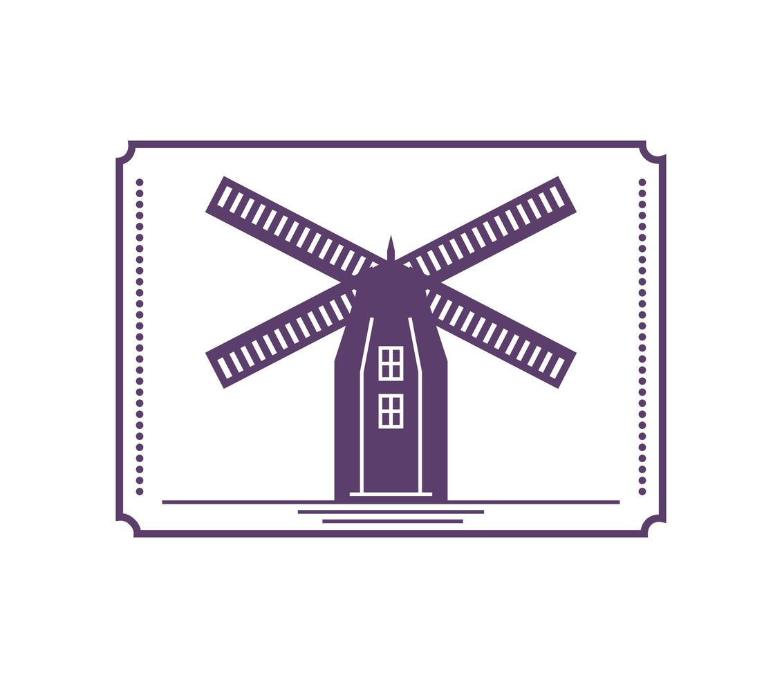 windmill farm stamp vector