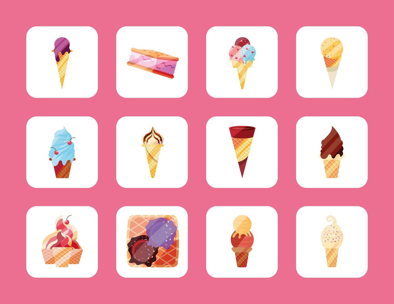 ice cream set vector