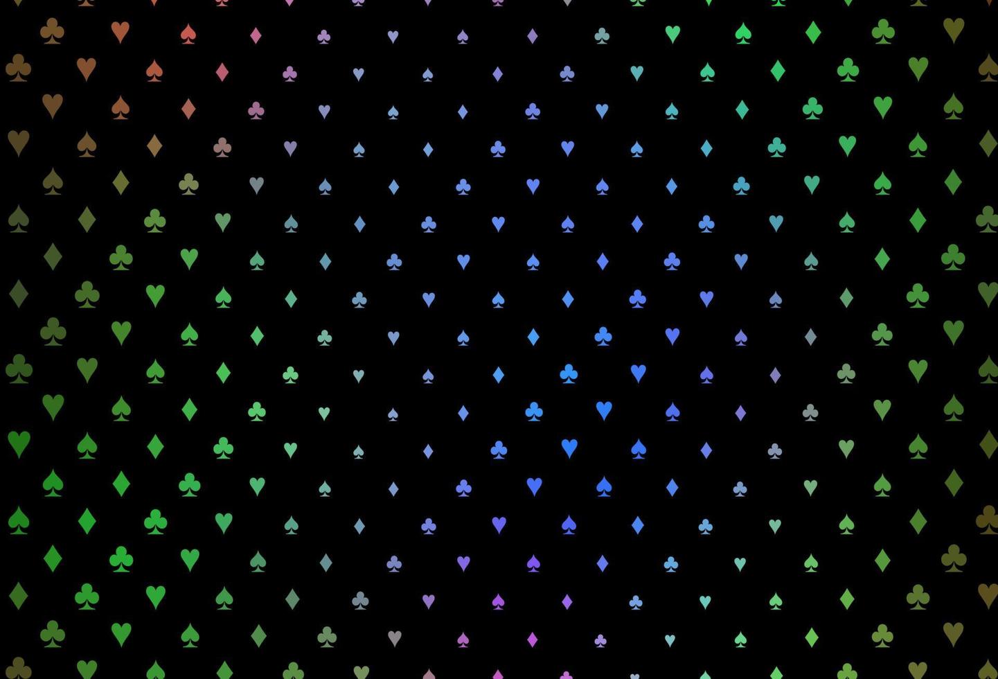 Dark multicolor, rainbow vector pattern with symbol of cards.