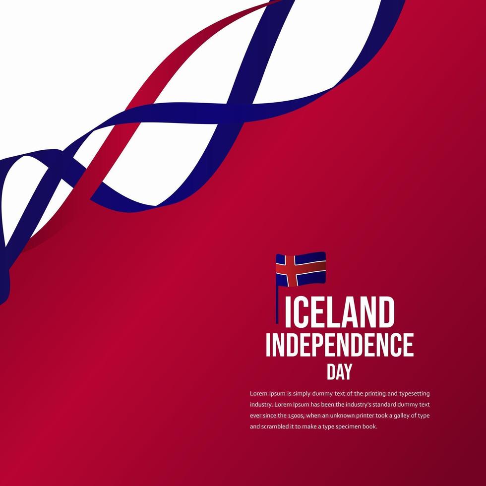 Ilustración de diseño de plantilla de vector de celebración del día de la independencia de Islandia