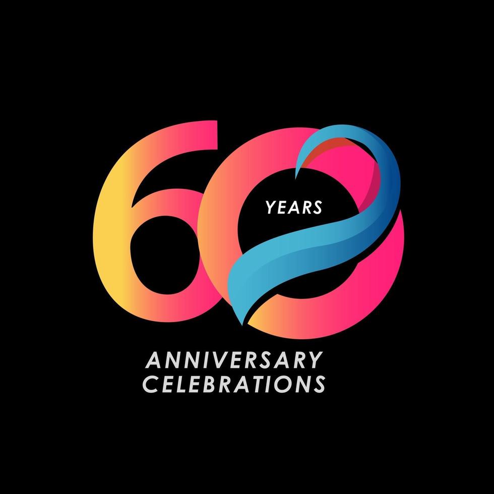 60 Years Anniversary Celebration Number Vector Template Design Illustration