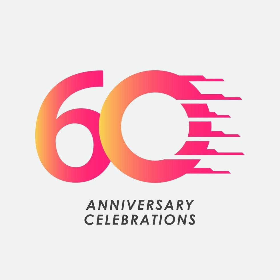 60 Years Anniversary Celebration Number Vector Template Design Illustration
