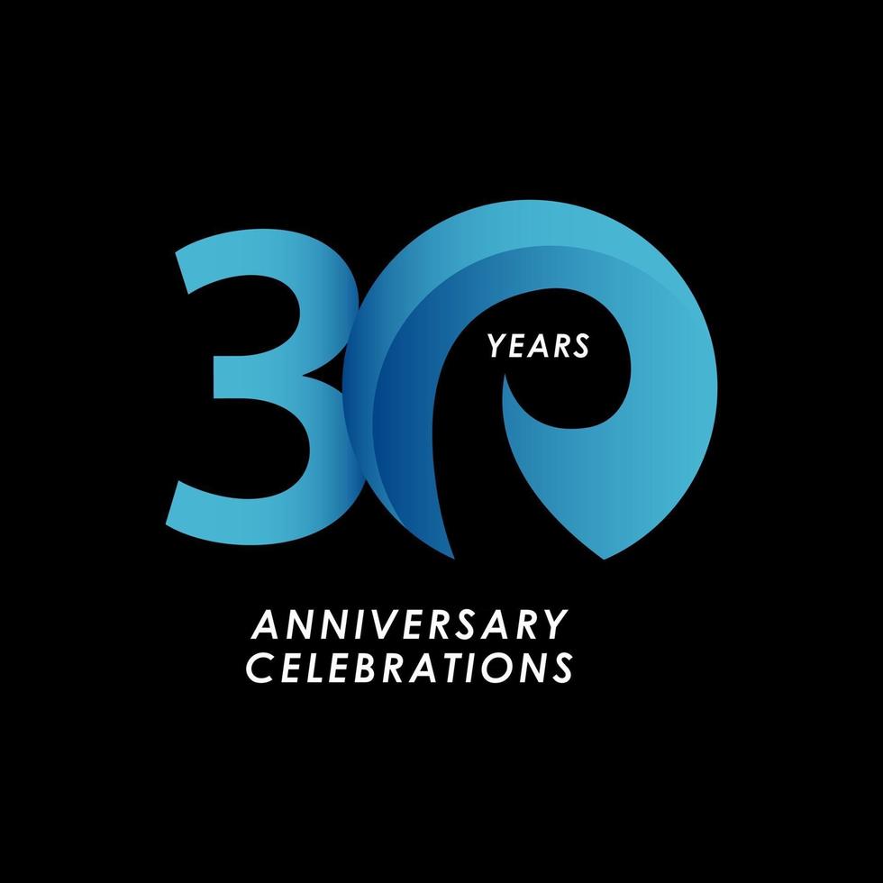 30 Years Anniversary Celebration Number Vector Template Design Illustration