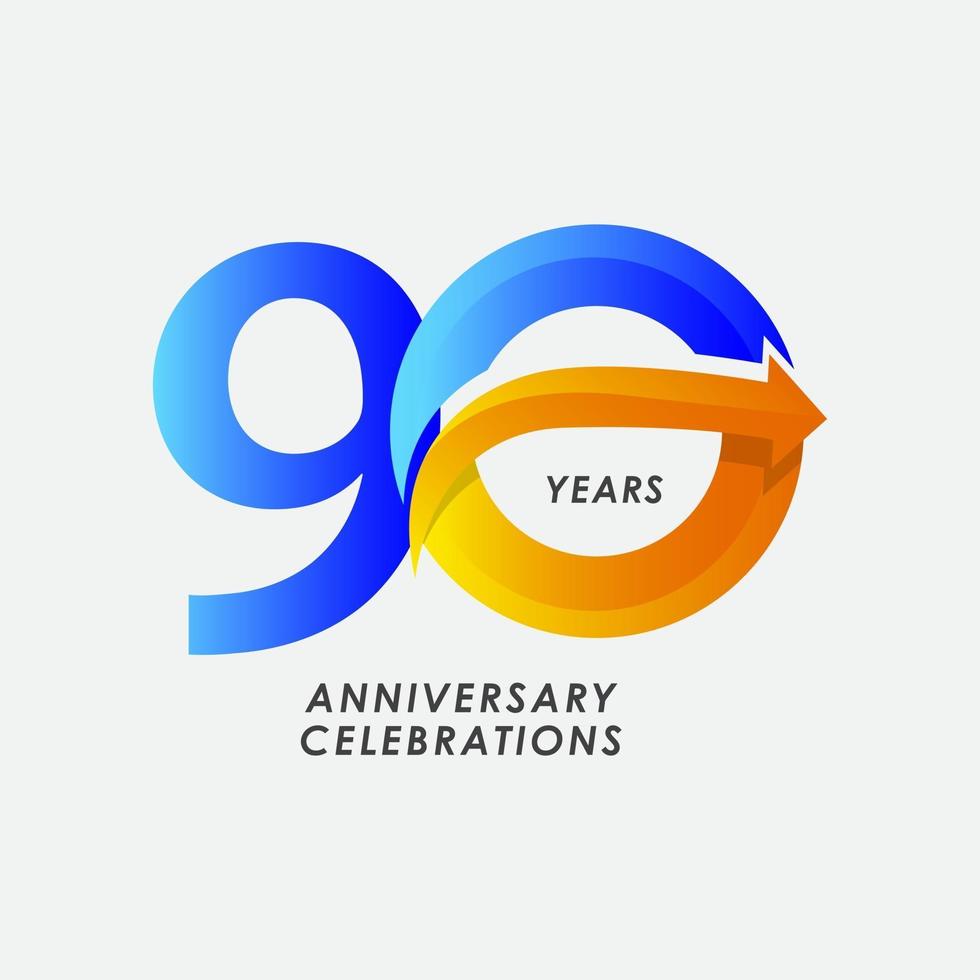 90 Years Anniversary Celebration Number Vector Template Design Illustration