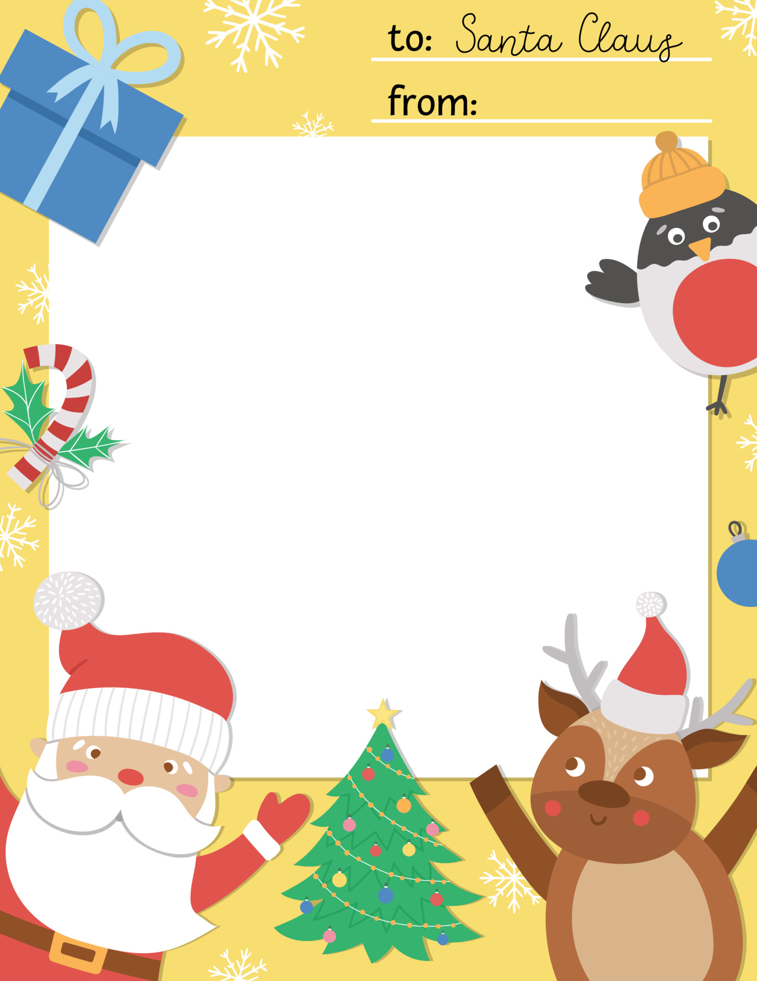 Vector letter to Santa Claus template. Cute Christmas card design Vector letter to Santa Claus template. Cute Christmas card design