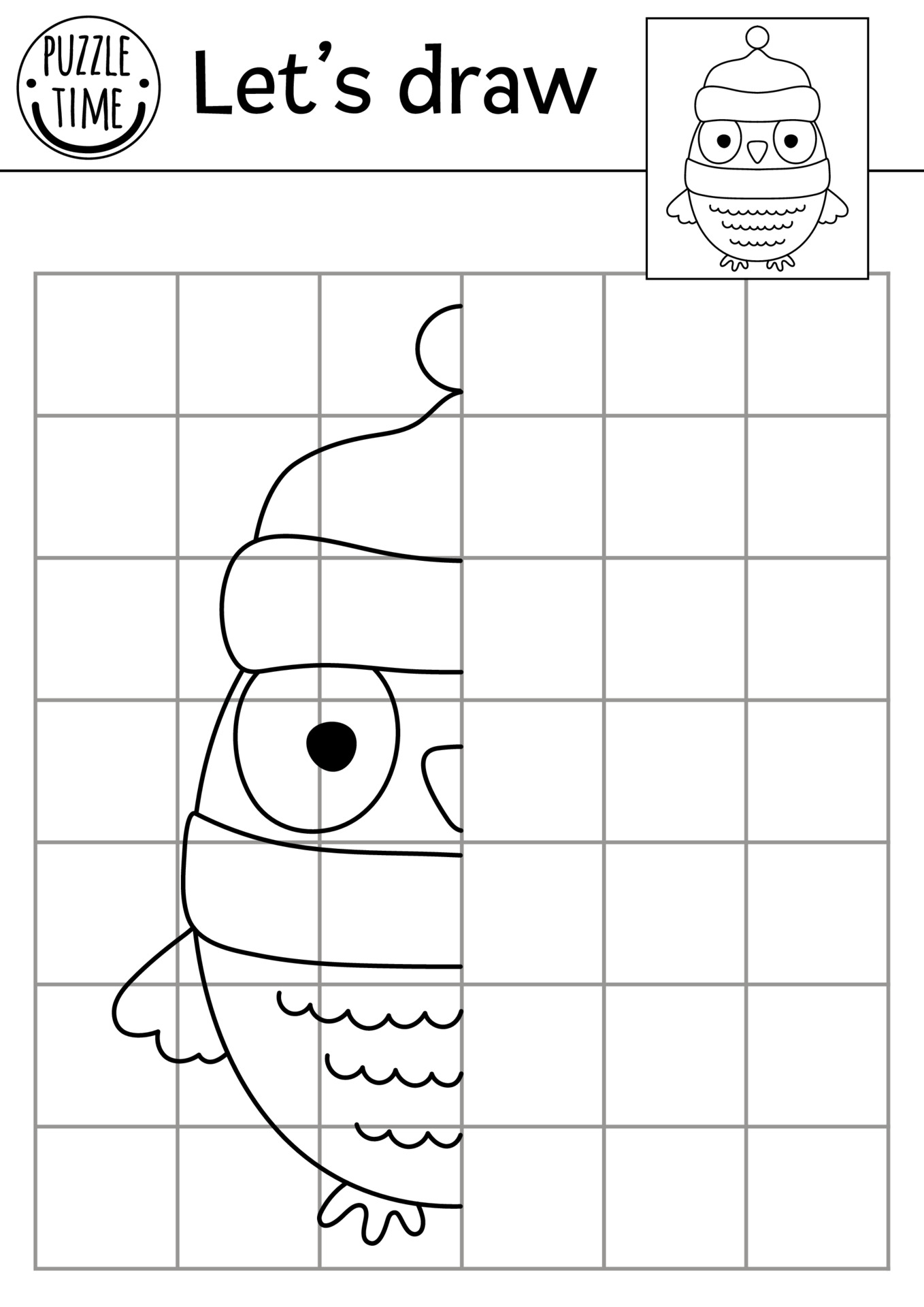complete the owl picture vector forest symmetrical drawing practice worksheet printable black and white activity for preschool kids with bird copy the picture woodland themed game 3757801 vector art at vecteezy