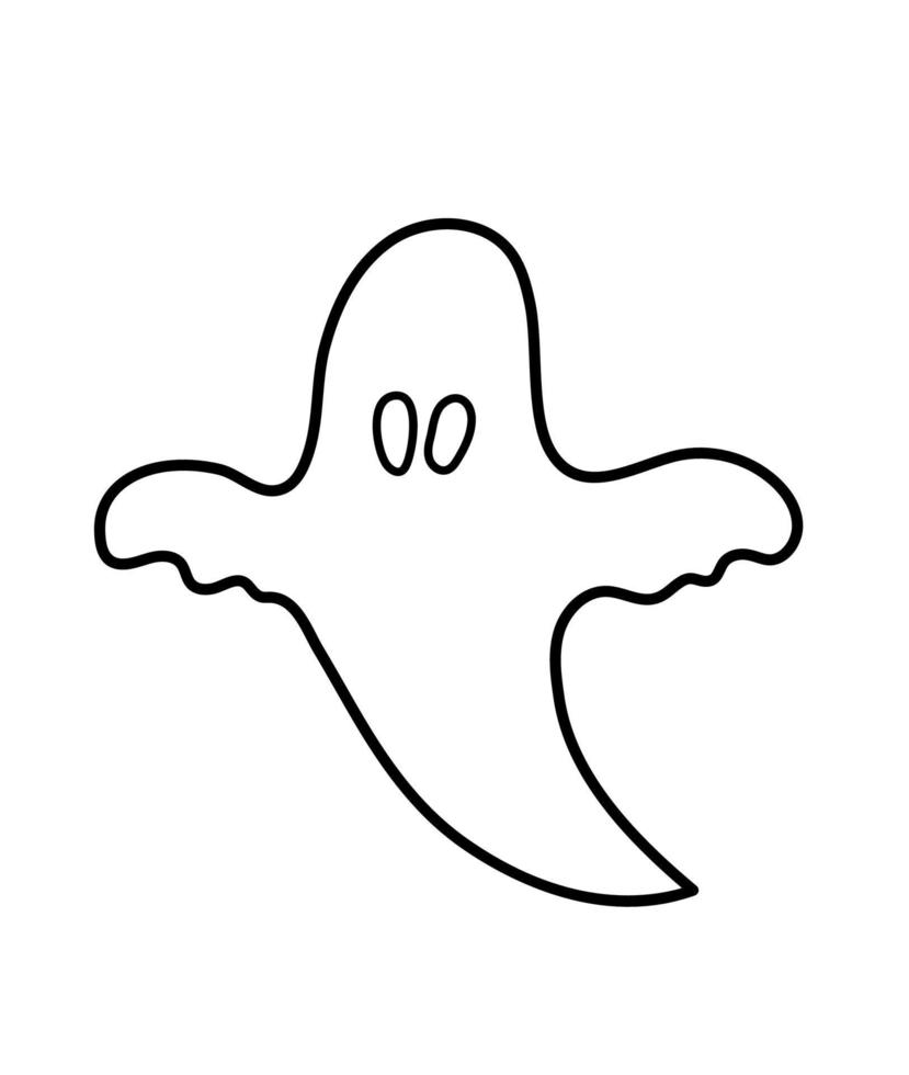 fantasma lindo del vector. icono de personaje de halloween en blanco y negro. Ilustración de víspera de todos los santos de otoño con fantasma volador. fiesta de samhain página para colorear para niños. vector