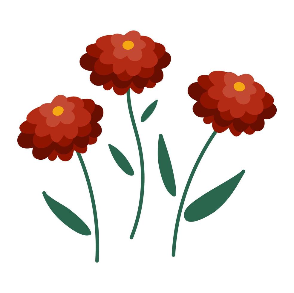 Vector autumn chrysanthemum icon. Thanksgiving symbolic flowers illustration. Fall floral clipart. Cute flat nursery bed isolated on white background