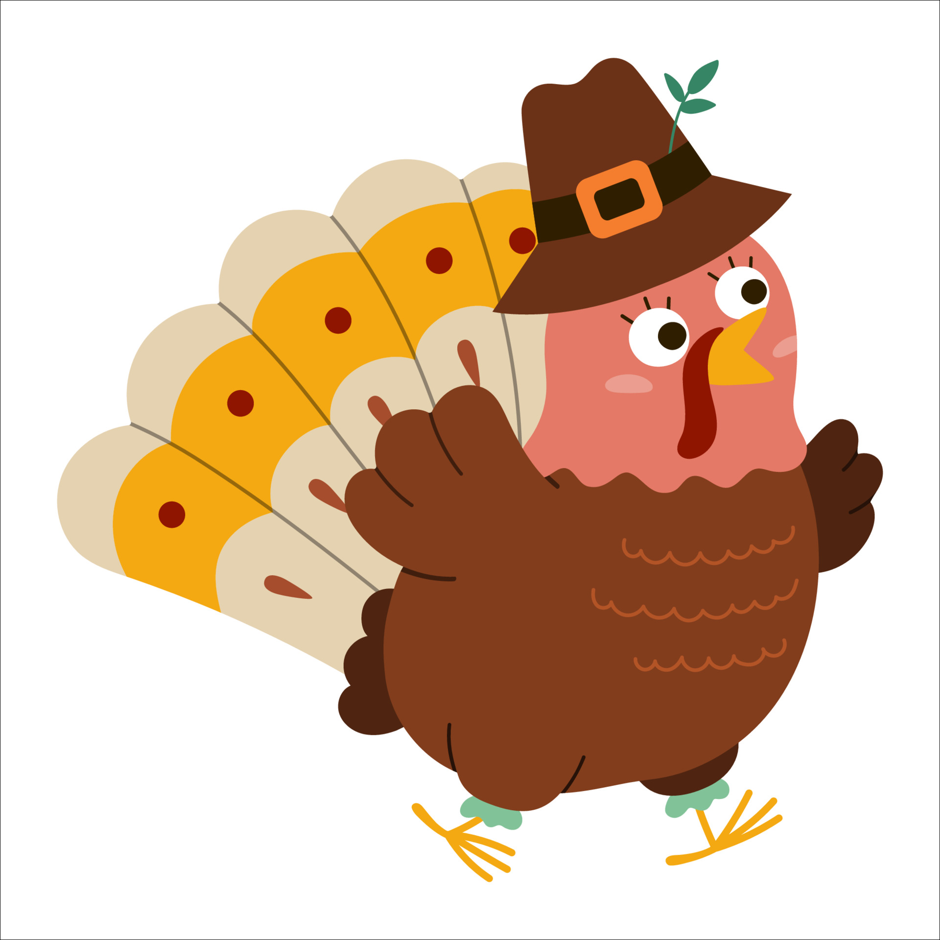 Vector Thanksgiving Turkey In Pilgrim Hat Autumn Bird Icon Fall Holiday Running Animal With Bulging Eyes Isolated On White Background 3757988 Vector Art At Vecteezy