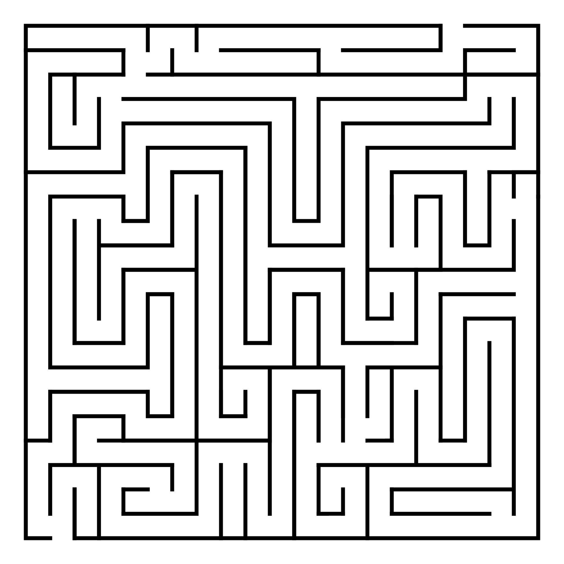 Vector square maze template Blank black and white geometric labyrinth Vector square maze template Blank black and white geometric labyrinth
