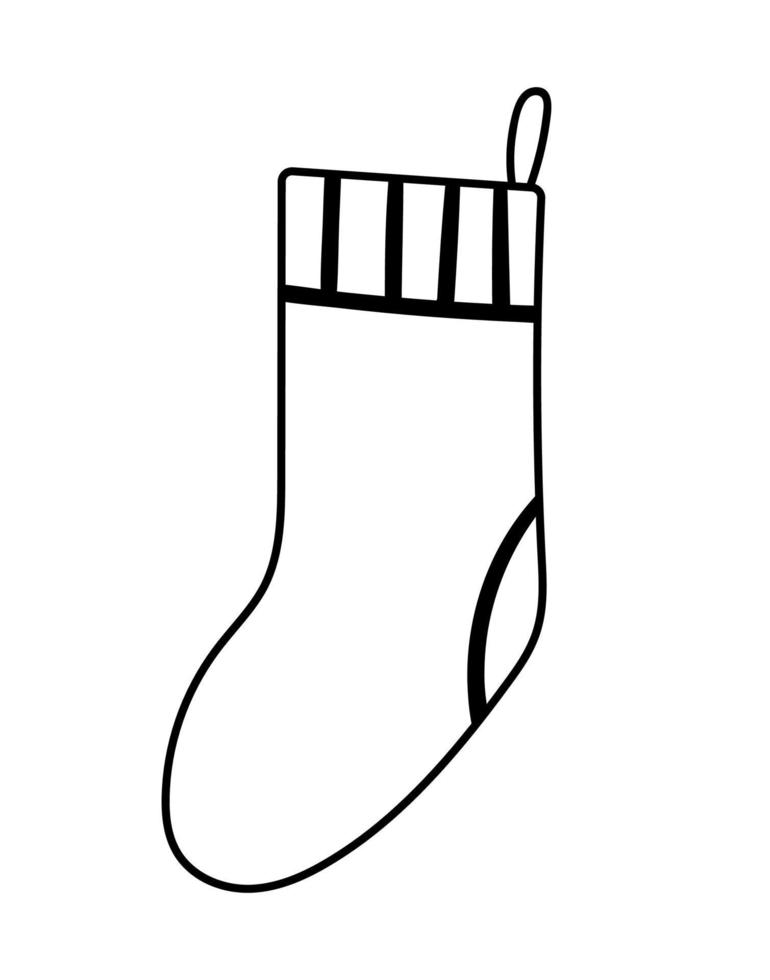 Vector black and white stocking for presents isolated on white ...