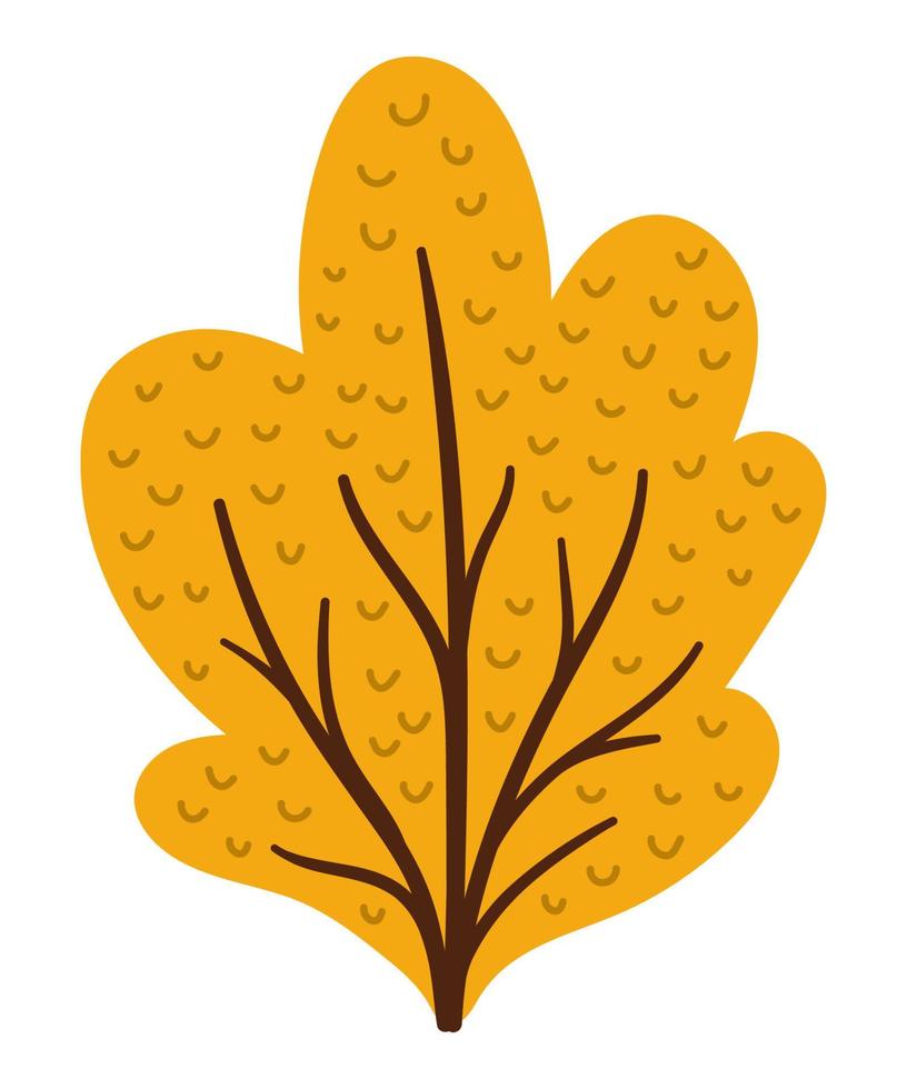 vector arbusto de bosque otoñal aislado sobre fondo blanco. Ilustración de árbol de jardín de otoño. icono de arbusto amarillo