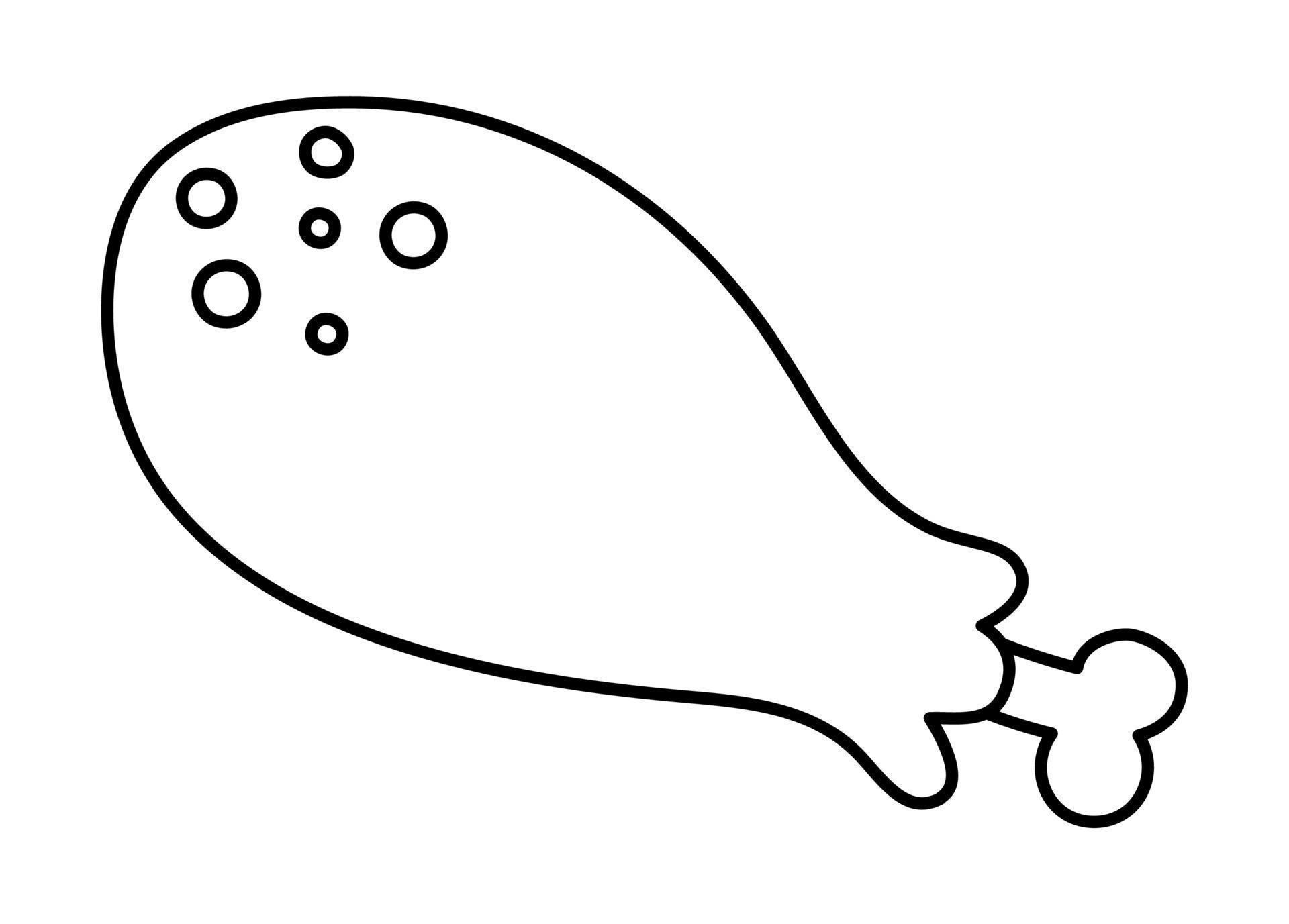 Vector black and white fried chicken or turkey leg. Christmas ...