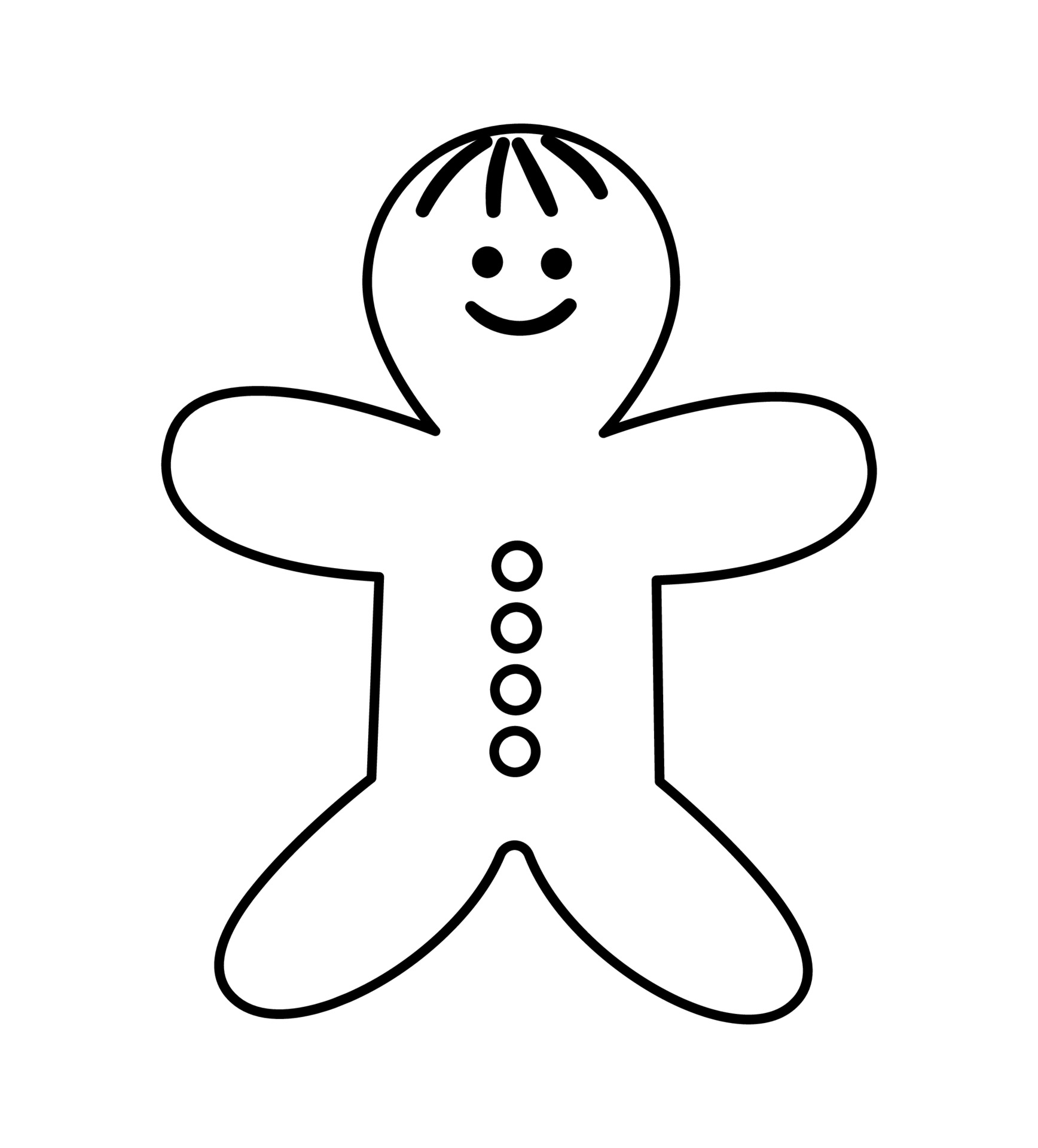 Vector black and white gingerbread man isolated on white background