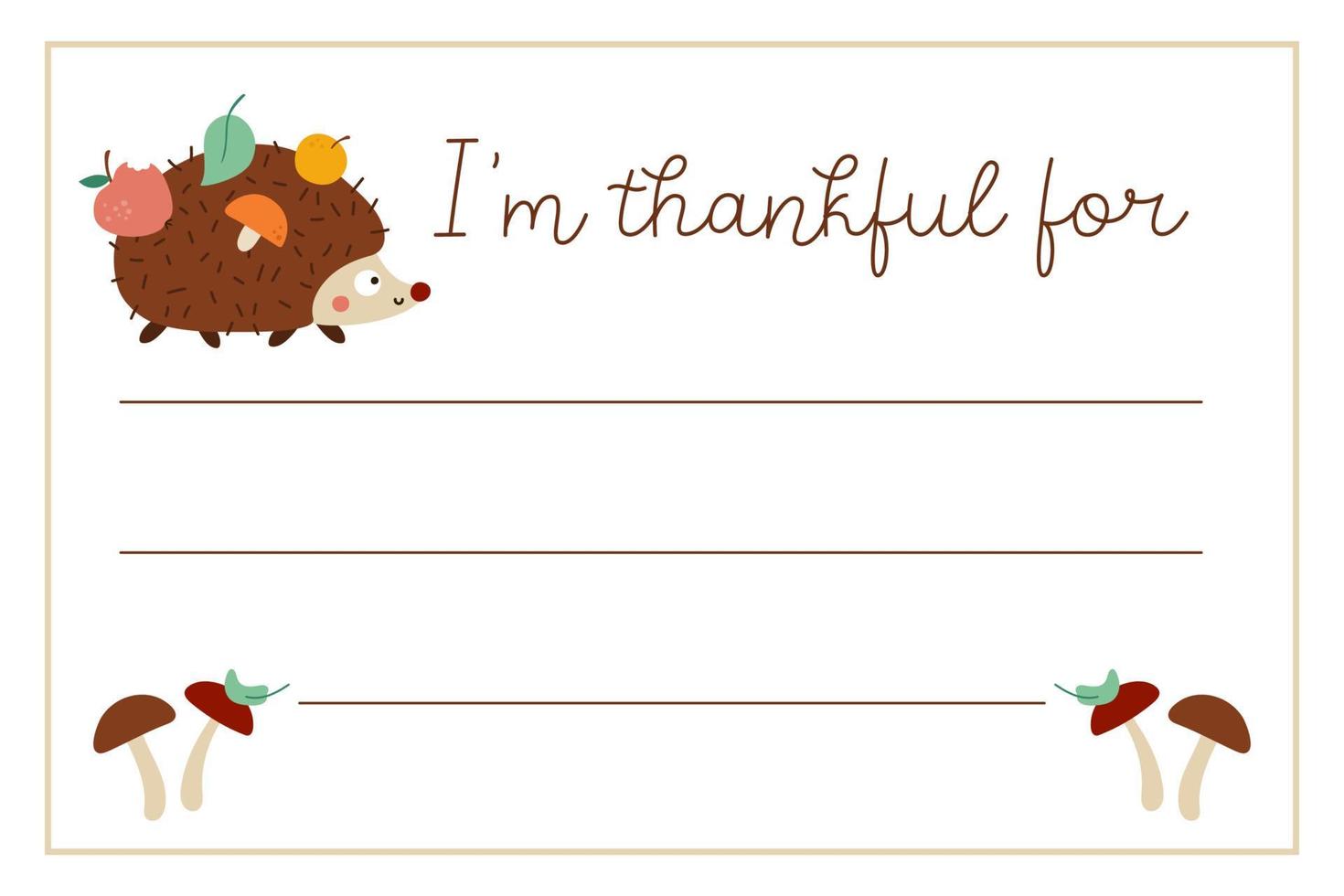 vector thanksgiving card. im thankful for horizontal letter