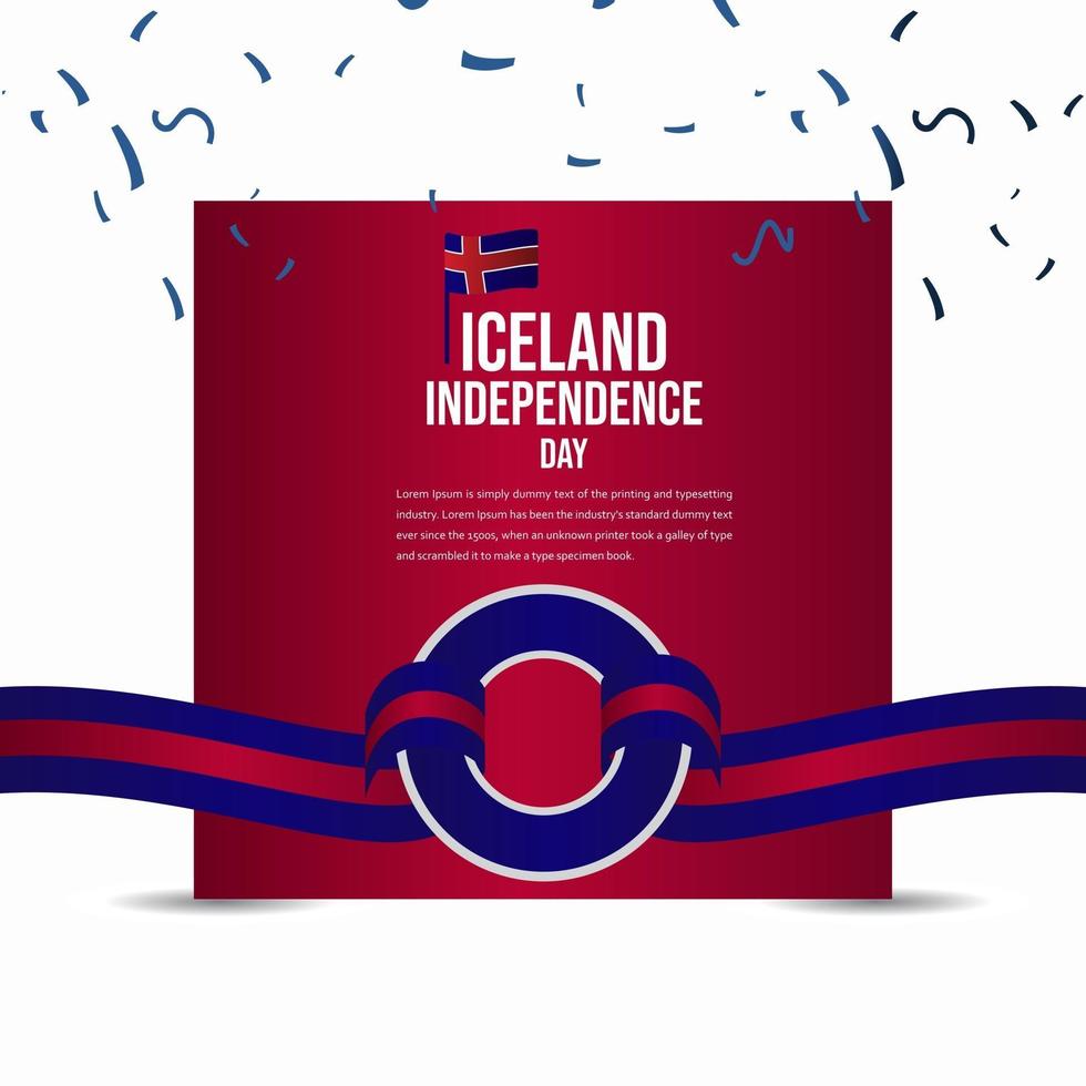 Ilustración de diseño de plantilla de vector de celebración del día de la independencia de Islandia