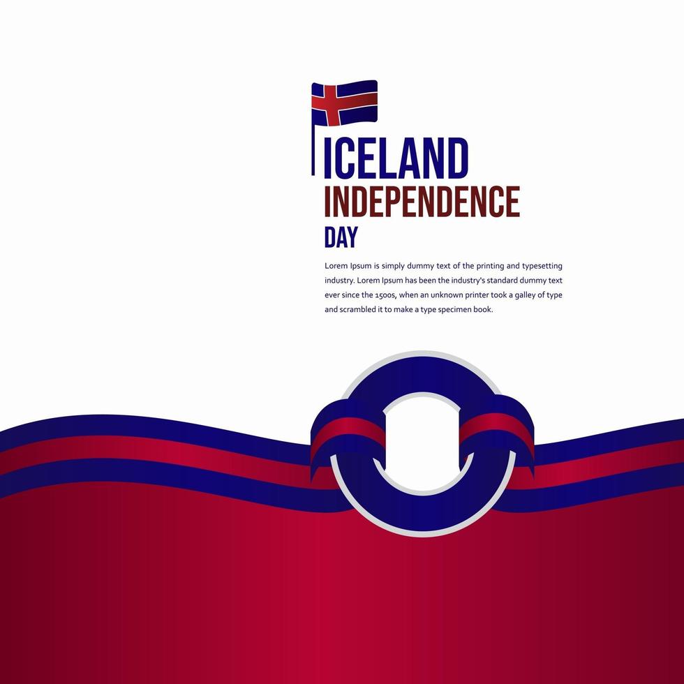 Ilustración de diseño de plantilla de vector de celebración del día de la independencia de Islandia