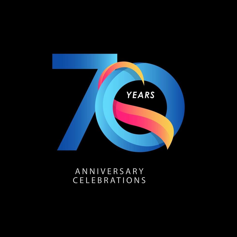 70 Years Anniversary Celebration Number Vector Template Design Illustration