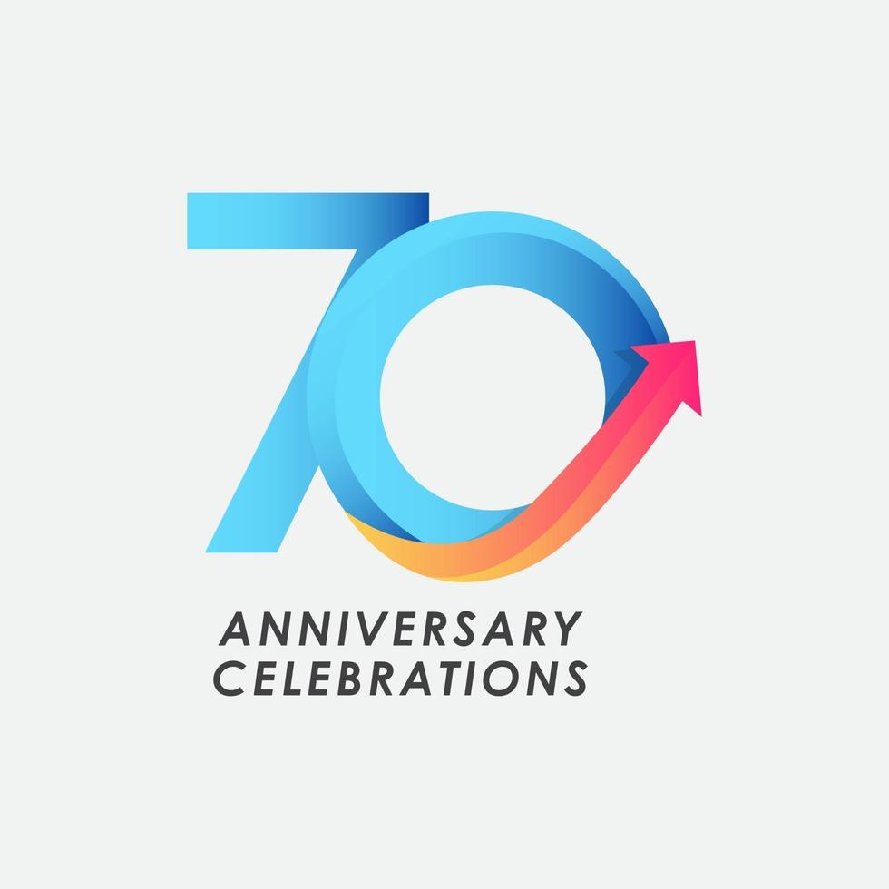 Ilustración de diseño de plantilla de vector de número de celebración de aniversario de 70 años