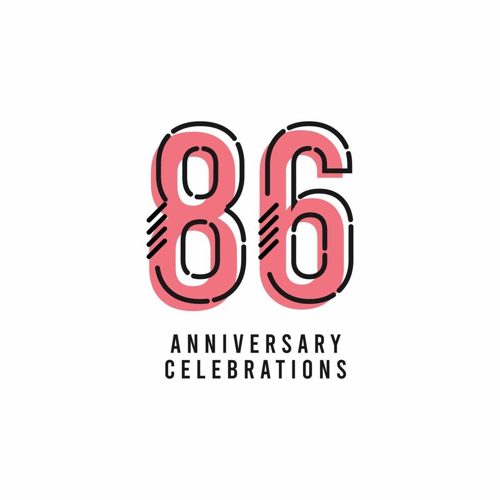 86 Years Anniversary Celebration Vector Template Design Illustration