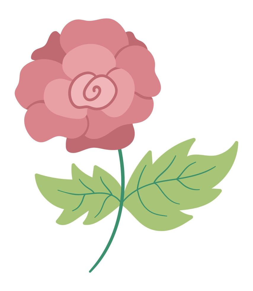 Vector rose icon. Beautiful garden flower illustration isolated on white background