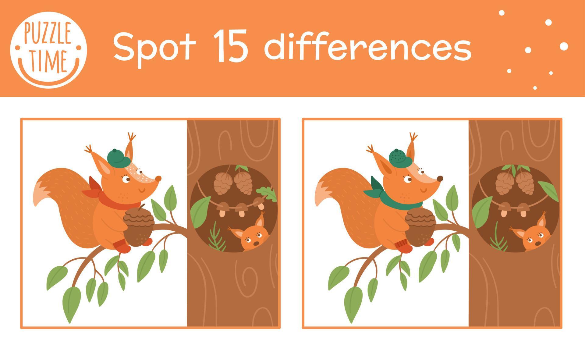 Autumn find differences game for children. Fall season educational ...