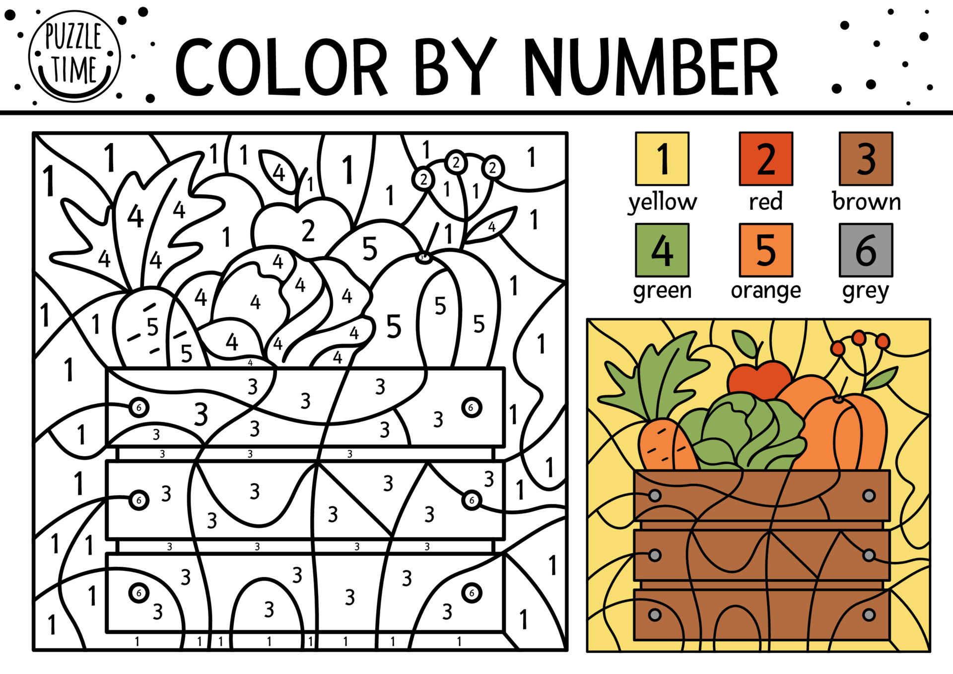 Color by Number Fall Coloring Pages