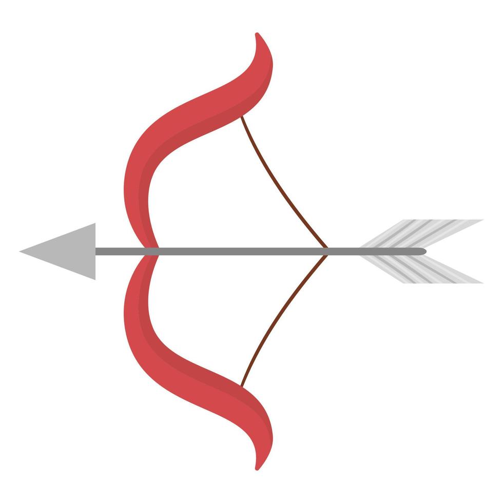 Vector bow with arrow icon. Fairy tale knight armor. Fairytale soldier sword. Cartoon medieval weapon illustration.