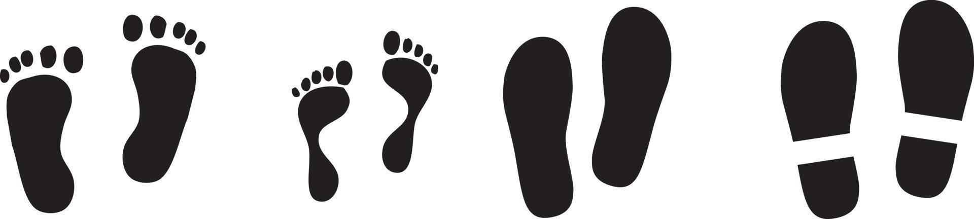 Footprint vector set. Footprints silhouette. Simple footprints set vector