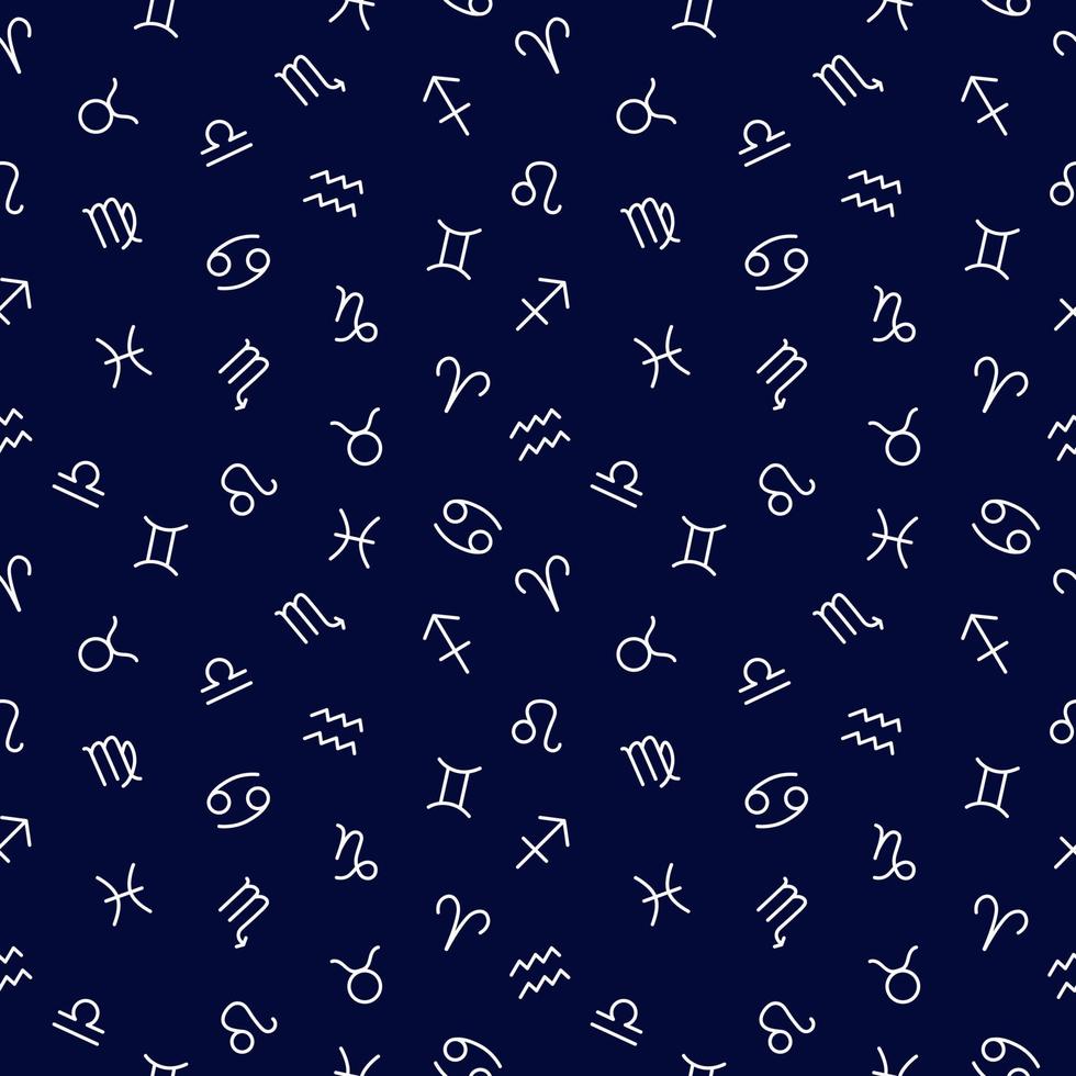 patrón de signos del zodíaco. Fondo de vector transparente astrológico para textiles, papel tapiz