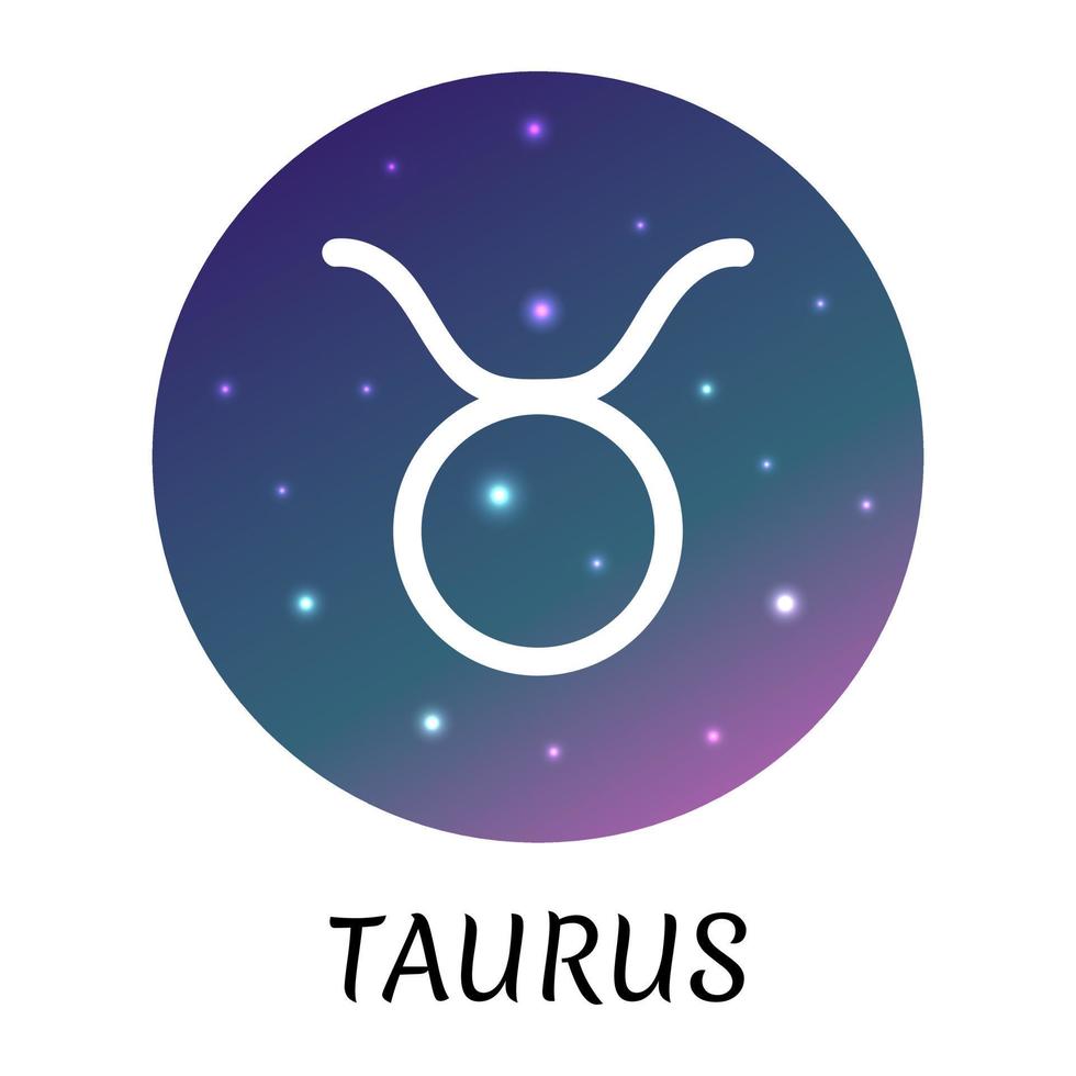 Zodiac sign Taurus isolated. Vector icon. Zodiac symbol with starry gradient design. Astrological element