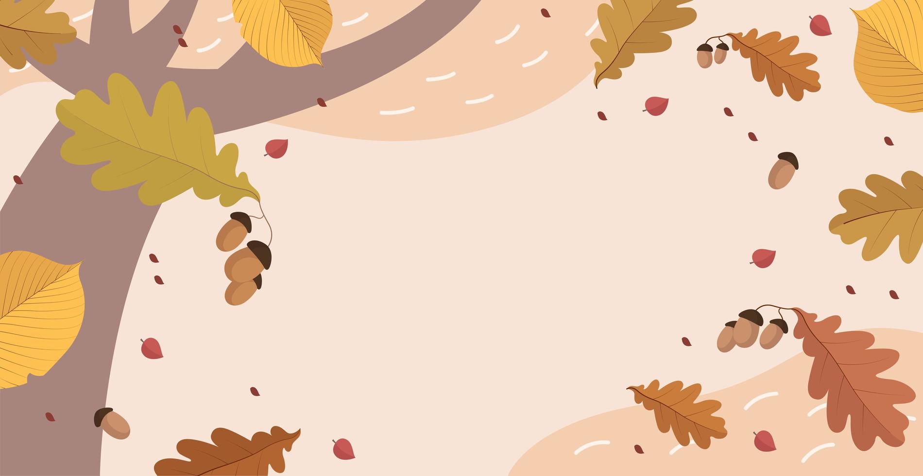 Abstract autumn web background template with many different leaves - Vector