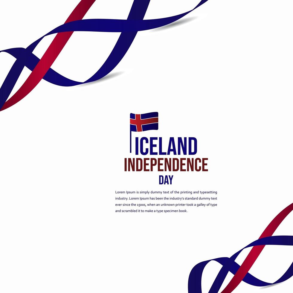 Ilustración de diseño de plantilla de vector de celebración del día de la independencia de Islandia